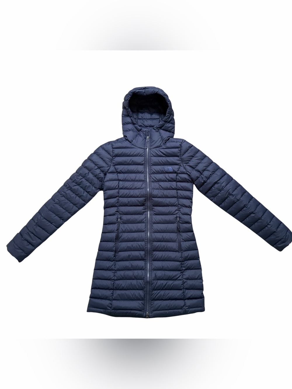 The North Face Women’s Stretch Down Parka XS Navy Hooded Quilted Puffer Jacket